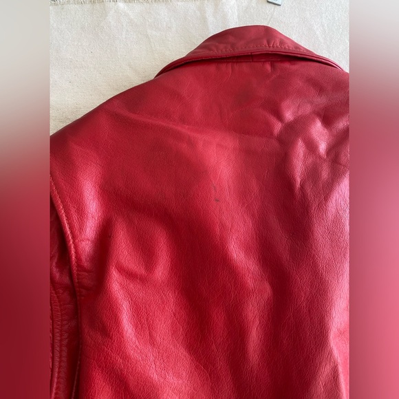 Branded Garments Inc Vintage Vibrant Red Leather Motorcycle Jacket USA Made 38 - Picture 6 of 14